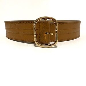 MICHAEL KORS Pebble Leather Belt with gold buckle